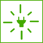 Vector drawing of eco green lightblulb icon with thin border