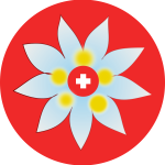 Swiss cross and flower