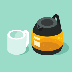 A mug and a kettle