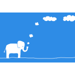 Vector clip art of elephant blowing clouds