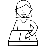 Student writing  at desk vector image