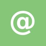 An "at" (@) sign in a square vector image
