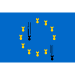 Vector image of EU flag with bombs in place of strars