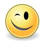 Vector drawing of winking smiling emoticon