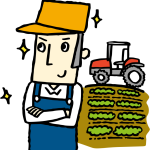Farmer in Field Cartoon Illustration