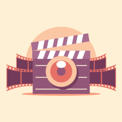Movie Production Clapperboard and Film Strip