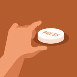 Finger presses the button