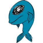 Blue cartoon fish vector illustration
