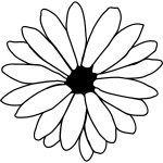 Flower blooming with petals in black and white vector graphics