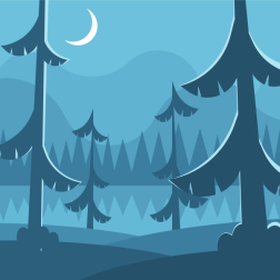 Night Forest Landscape Illustration