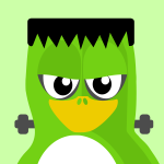 Penguin in green outfit