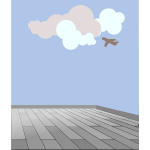 Vector graphics of plane spotting from a rooftop
