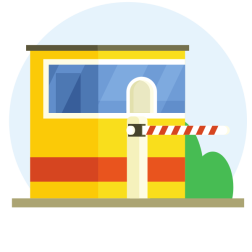 Security Guardhouse with Barrier Gate