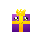 Humanoid purple gift box vector clip art