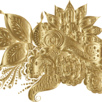 Gold Ornamental Floral Line Art