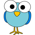 Blue large eyed bird image