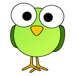 Light green large eyed bird graphics