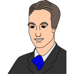 Illustration of a Man with Dark Hair and Blue Bowtie