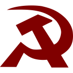 Vector image of tilted thick hammer and a sickle sign