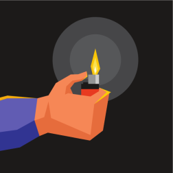 A hand is holding a lighter