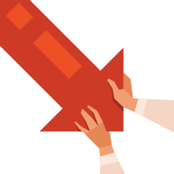 Hands pushing back an arrow
