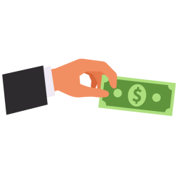 A hand offering a dollar banknote