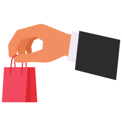 A hand is holding a shopping bag