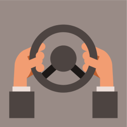 Hands on the steering wheel