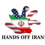 Hands Off Iran poster vector image
