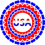 Word USA in heart circles vector image