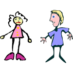 Vector illustration of stick figures kids