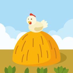 Hen on a haystack