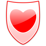 Vector illustration of red heart on a shield