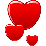 Vector clip art of glossy red hearts