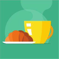 Cup of Coffee and Croissant