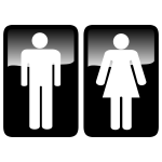 Vector graphics of black male and female rectangular toilet signs