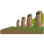 Vector drawing of Moai statues.