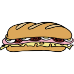 Vector drawing of long sandwich in color
