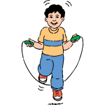 Vector clip art of a boy jumping over a rope