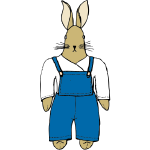 Vector drawing of bunny in overalls