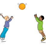 Vector graphics of kids playing handball