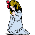 Vector illustration of young girl praying