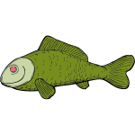 Ugly green fish side vector illustration