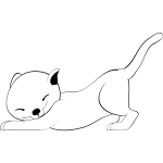 Stretching cat line art vector illustration