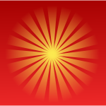 Yellow radial beams on red background