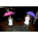 Kids with umbrellas