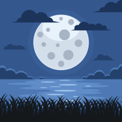 Lake in full Moon night