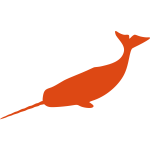 Large narwhal silhouette vector image