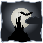 Spooky castle in full moon