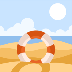 Life ring in the sand